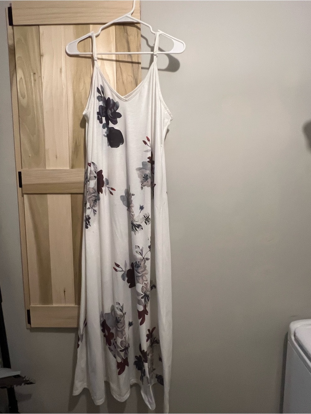 White Floral Maxi Slip Dress with Spaghetti Straps